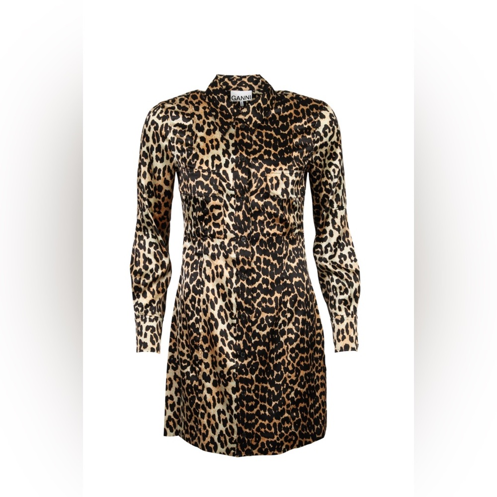 Women's Ganni Shirt Dress Leopard Print